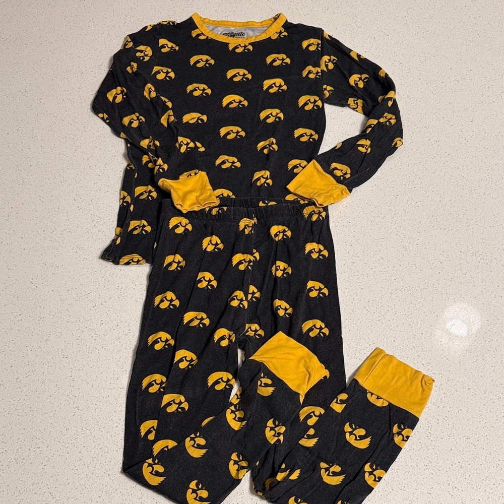Black and Yellow Logo Bamboo Pajama Set Boys 7/8